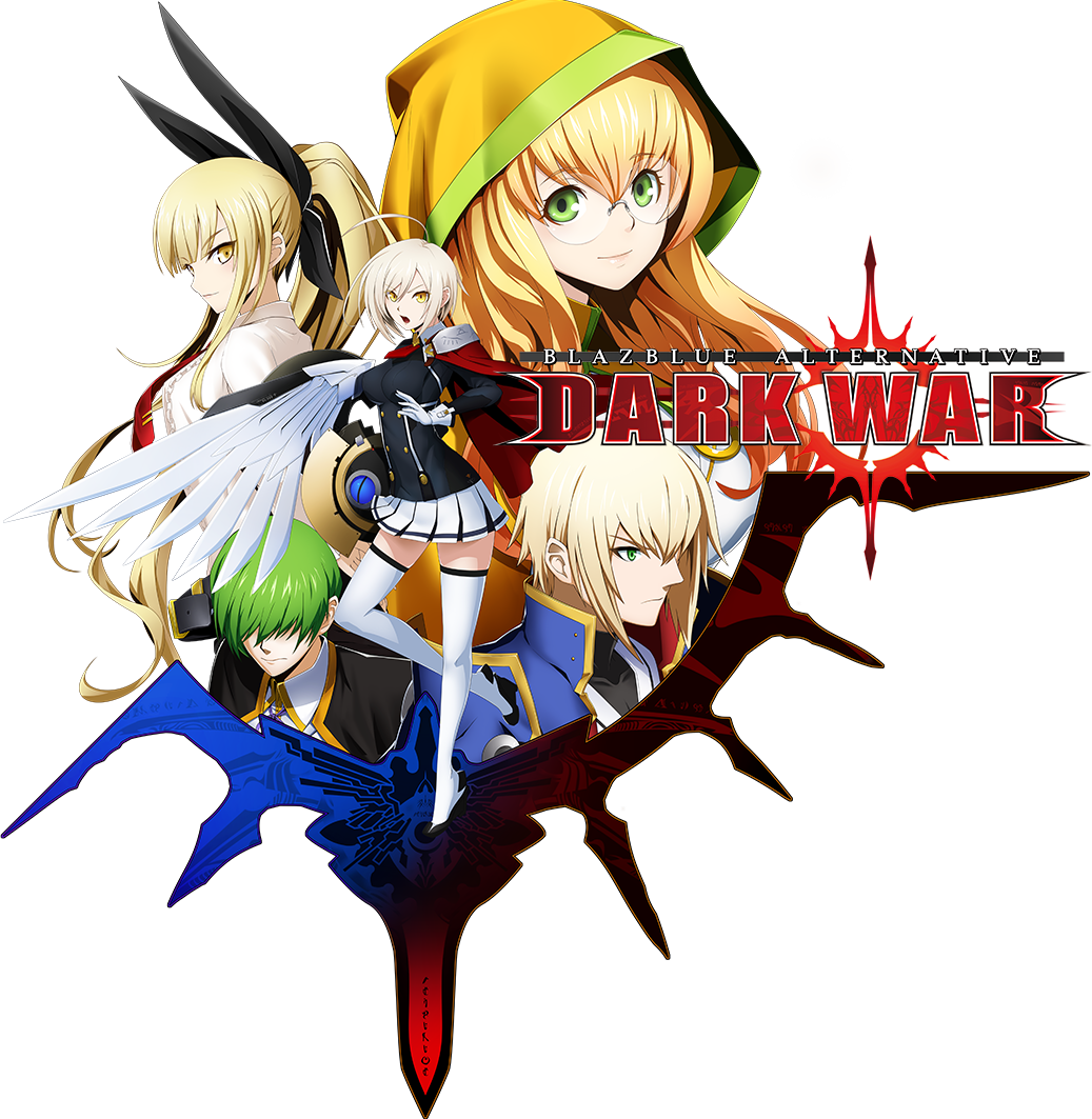 2boys 3girls ahoge armor blazblue blazblue:_bloodedge_experience blazblue_alternative:_dark_war blazblue_phase_0 blonde_hair bow breasts capelet ciel_sulfur collared_shirt eyebrows_visible_through_hair full_body glasses gloves green_eyes hair_bow hair_over_eyes hair_ribbon hood jin_kisaragi kazuma_kuvaru key_visual logo long_hair looking_at_viewer medium_breasts military military_uniform mori_toshimichi multiple_boys multiple_girls official_art pauldrons ponytail rachel_alucard raquel_alucard red_capelet red_neckwear ribbon round_eyewear shirt short_hair shoulder_armor skirt smile thigh-highs third-party_source tied_hair transparent_background trinity_glassfield uniform vampire white_legwear wings yellow_eyes