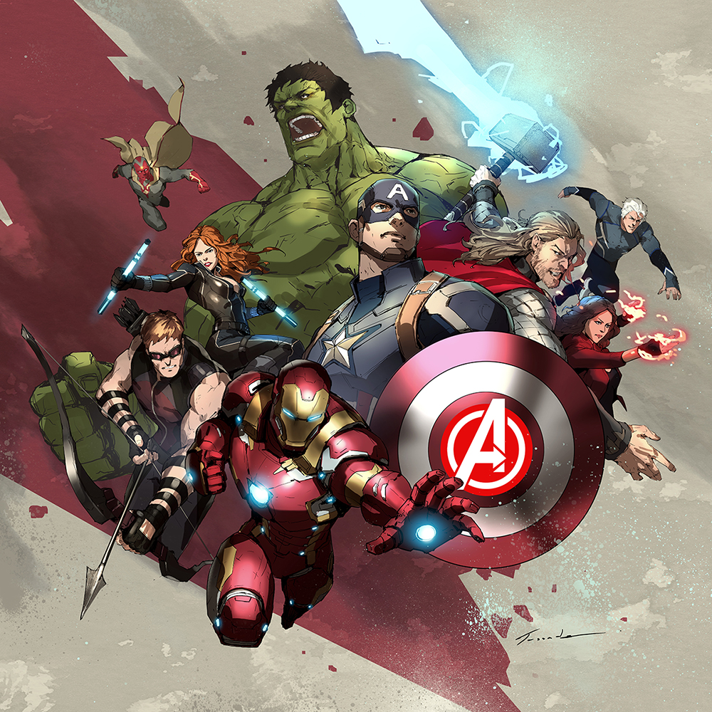 2girls 6+boys android avengers avengers:_infinity_war black_hair black_widow blue_eyes bodysuit bow_(weapon) breasts brown_hair captain_america dual_wielding english_commentary floating glowing glowing_eyes glowing_hand hair_behind_ear hammer hawkeye_(marvel) holding holding_bow_(weapon) holding_hammer holding_shield holding_weapon hulk iron_man jessada-art lightning logo marvel medium_breasts mjolnir multiple_boys multiple_girls muscular muscular_male open_hand power_armor quicksilver running scarlet_witch shield shirtless sunglasses superhero thor_(marvel) vision_(marvel) weapon white_hair yellow_eyes