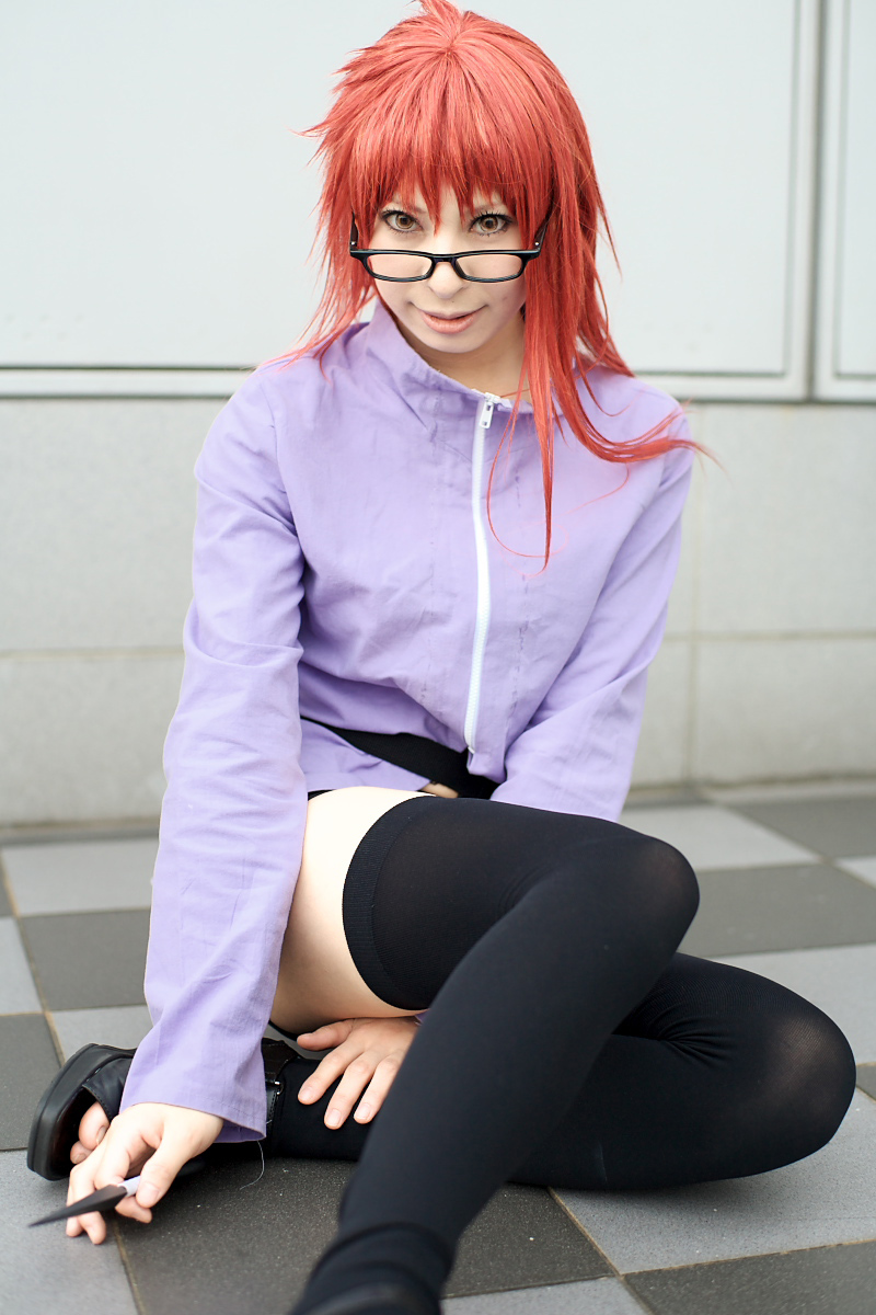 ari_(model) belt cosplay glasses karin_(naruto) naruto photo redhead thigh-highs