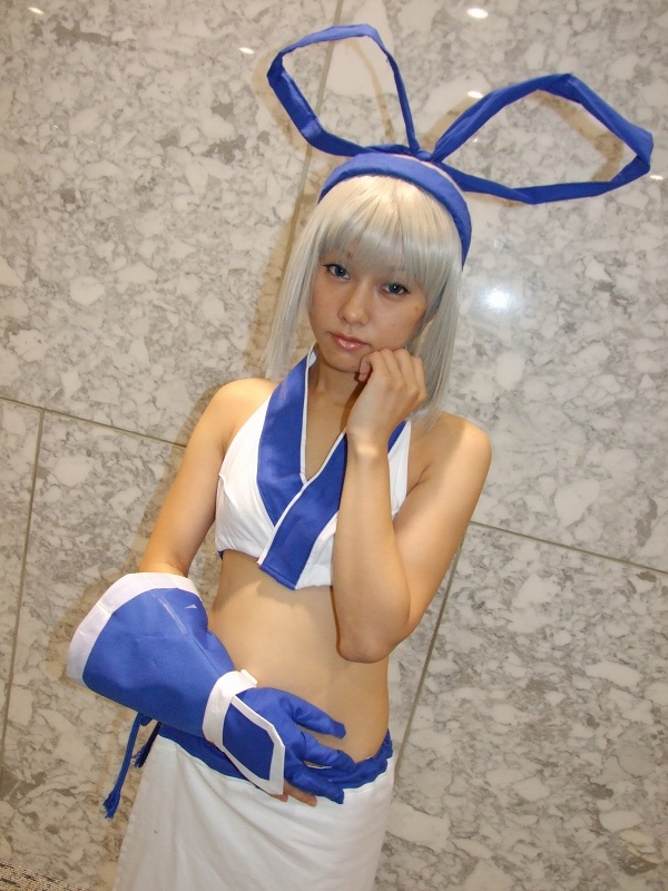 aisui_nao cosplay hair_bow majikina_mina midriff samurai_spirits_zero silver_hair