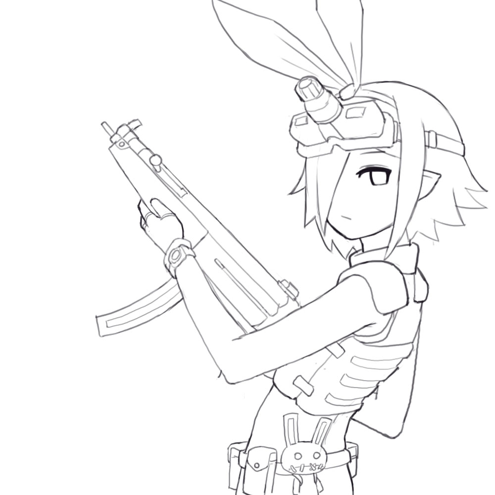 1girl assault_rifle disgaea donburikazoku_(artist) gun pleinair rifle weapon