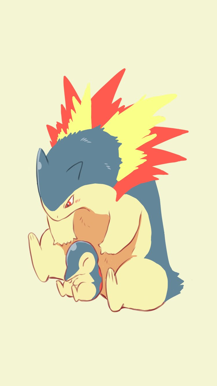 5vciderpop blush commentary cyndaquil fire gen_2_pokemon highres looking_down no_humans pokemon pokemon_(creature) red_eyes sitting starter_pokemon toes typhlosion