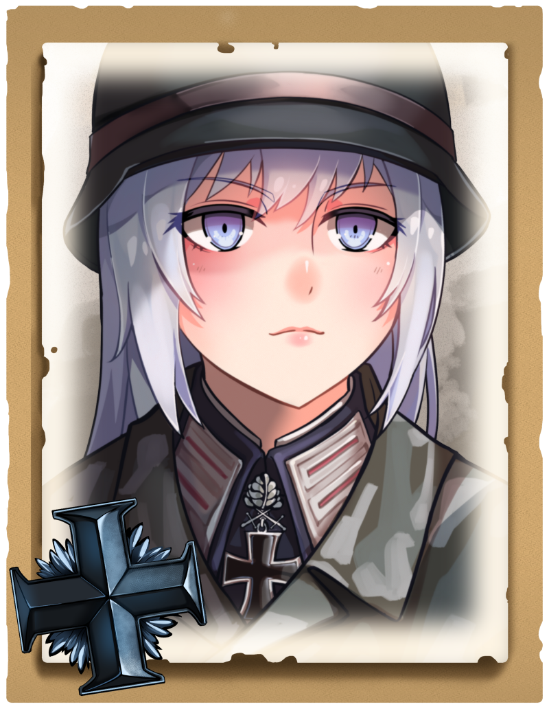 1girl bangs camouflage camouflage_jacket closed_mouth company_of_heroes dress german_army hat jacket long_hair looking_at_viewer military military_hat military_jacket military_uniform original portrait purple_hair solo uniform violet_eyes world_war_ii zhainan_s-jun