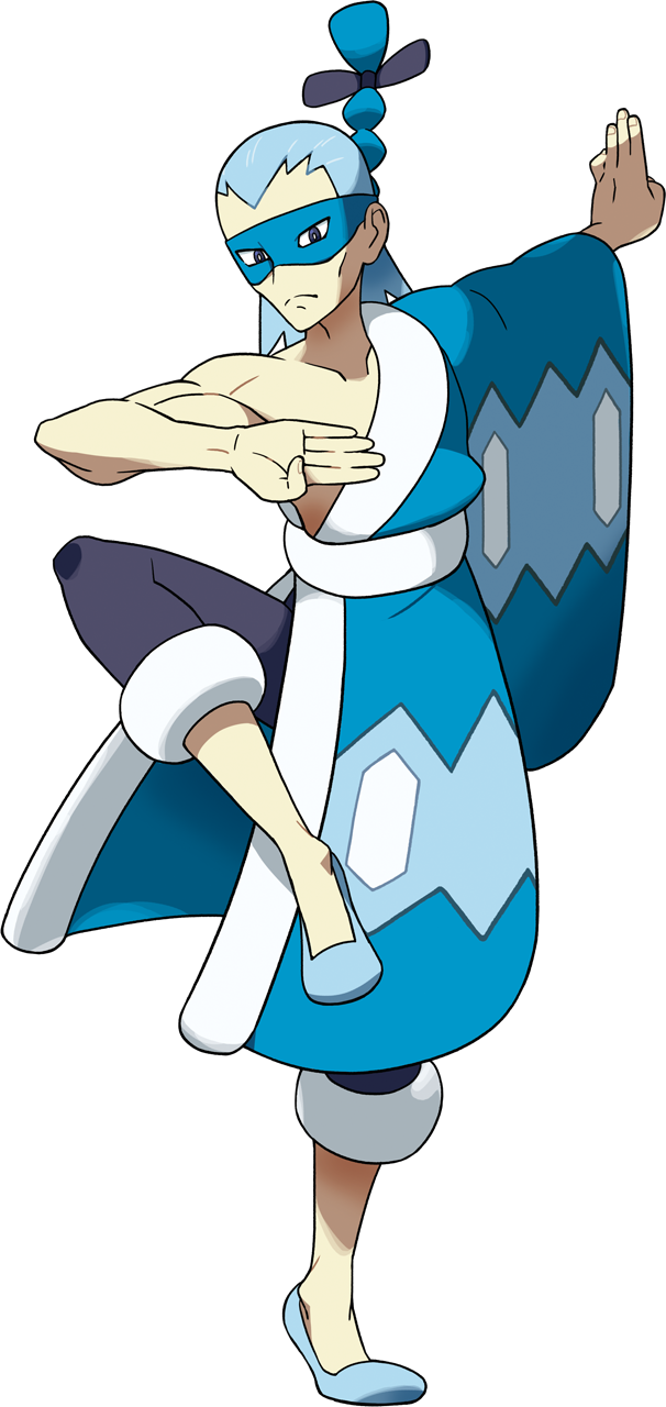 1boy black_eyes blue_hair bright_pupils brycen_(pokemon) closed_mouth eye_mask flats frown full_body gym_leader highres long_hair looking_at_viewer male_focus official_art oomura_yuusuke pokemon pokemon_(game) pokemon_bw single_bare_shoulder solo standing standing_on_one_leg transparent_background