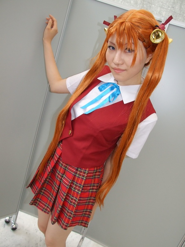 bells cosplay hair_ribbons kagurazaka_asuna knee_socks mahou_sensei_negima photo rou school_uniform twintails