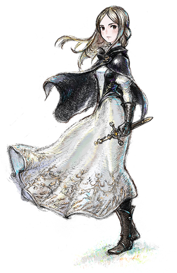 1girl blade blonde_hair boots bravely_default_(series) bravely_default_2 dress gloria_(bravely_default_2) gloria_neu_musa gloves holding holding_sword holding_weapon knife long_hair looking_at_viewer lowres nintendo official_art solo square_enix sword transparent_background weapon white_dress