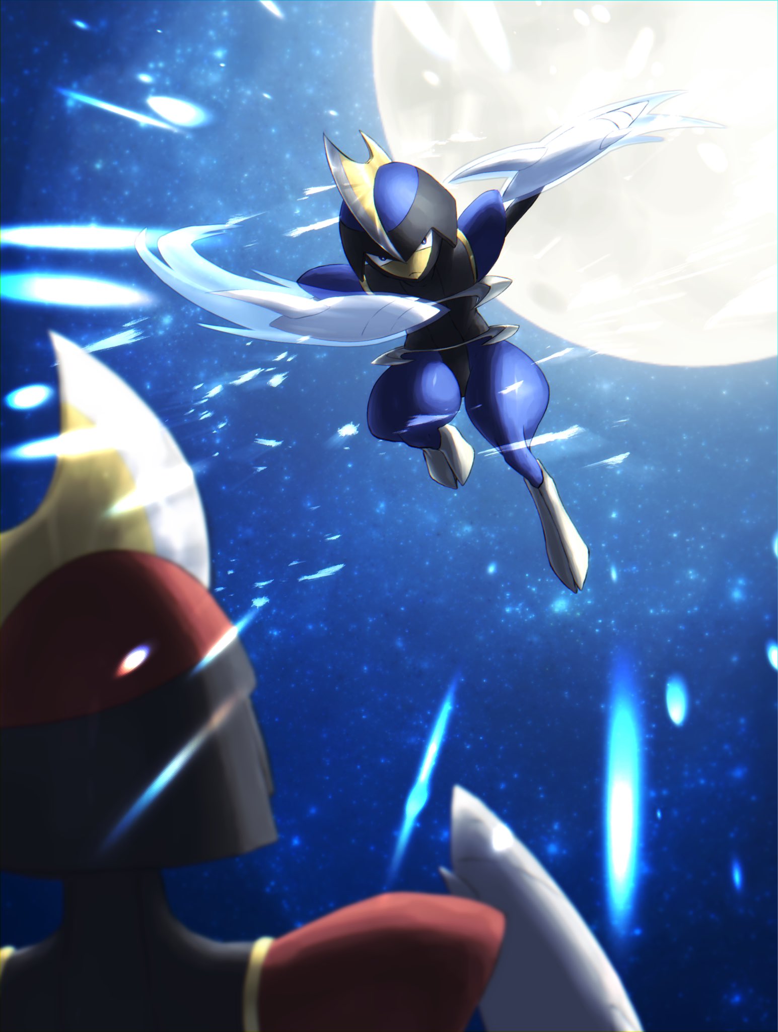 315darkel alternate_color battle bisharp blurry bright_pupils claws closed_mouth commentary_request gen_5_pokemon highres leg_up no_humans pokemon pokemon_(creature) shiny shiny_pokemon