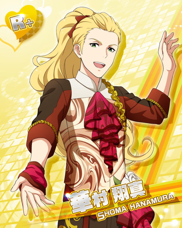 blonde_hair character_name dress green_eyes hanamura_shouma idolmaster idolmaster_side-m long_hair ponytail