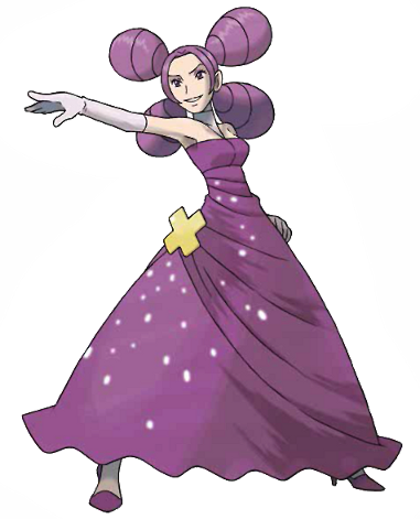 1girl dress fantina_(pokemon) full_body gloves gym_leader high_heels long_hair lowres official_art outstretched_arm parted_lips pokemon pokemon_(game) pokemon_dppt purple_dress purple_footwear purple_hair quad_tails smile solo standing sugimori_ken transparent_background violet_eyes
