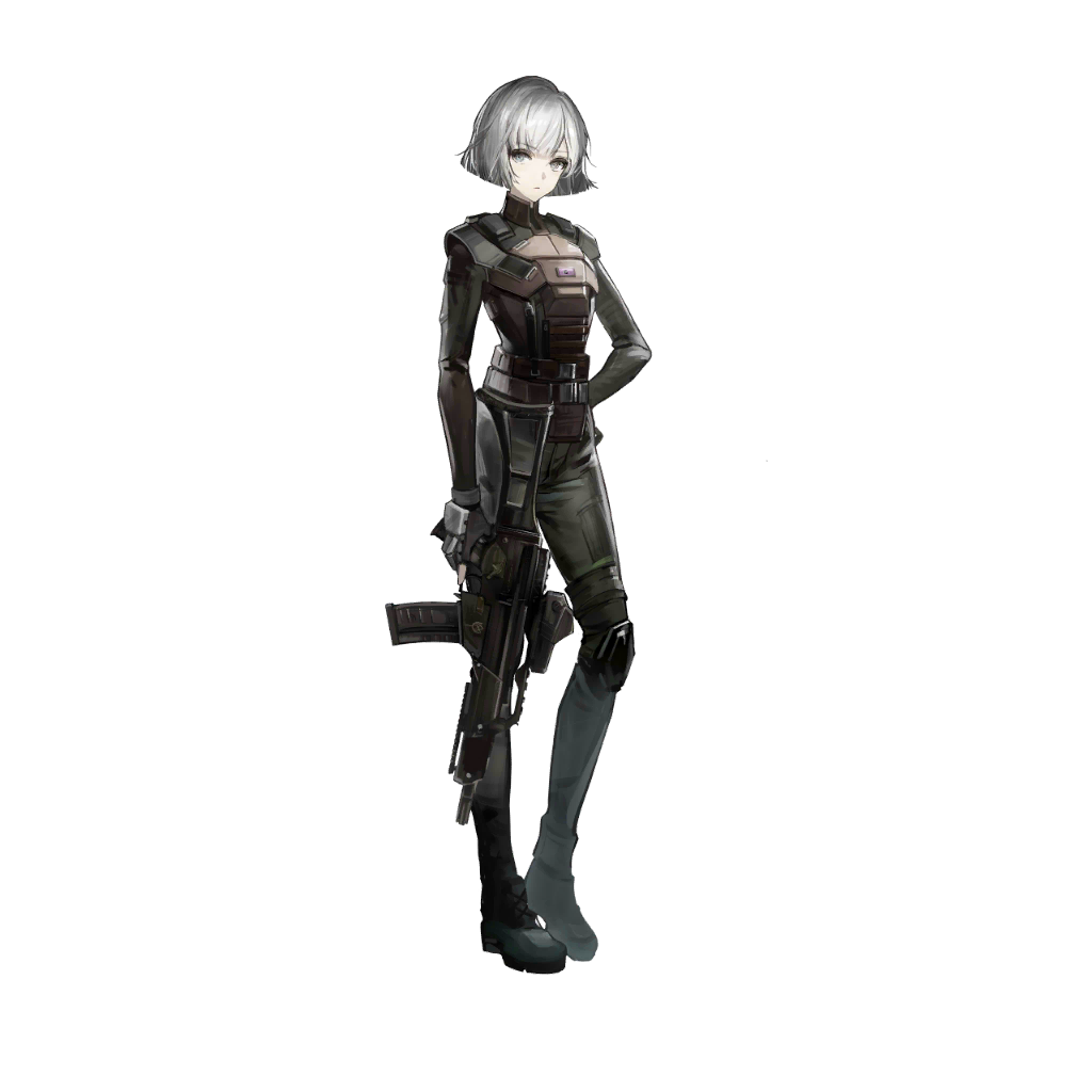 1girl aqua_eyes arknights assault_rifle boots crossover fingerless_gloves gloves gun iana_(rainbow_six) knee_pads official_art plugsuit rainbow_six_siege rifle science_fiction short_hair solo trigger_discipline weapon weapon_request white_hair