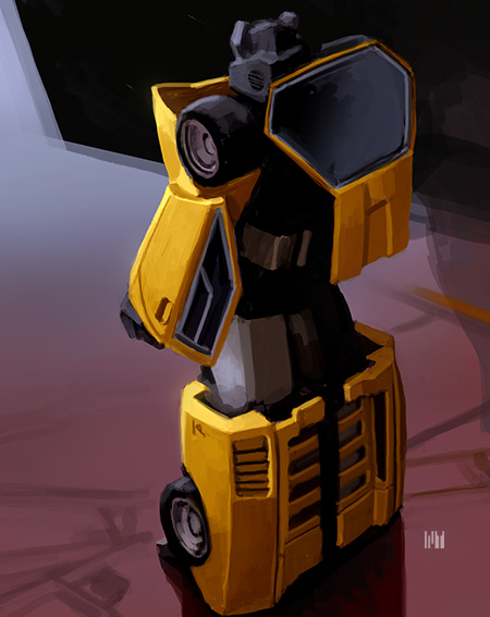 1boy autobot clenched_hand fmu from_behind looking_ahead mecha no_humans science_fiction solo standing sunstreaker transformers wheel