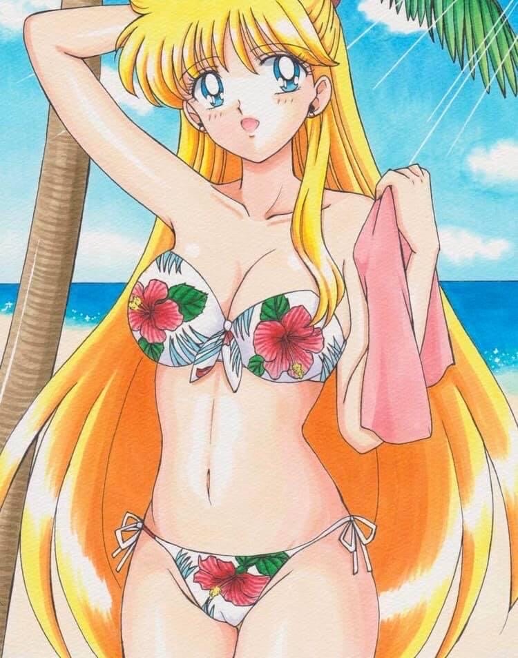 aino_minako bikini bikini_top bishoujo_senshi_sailor_moon blonde_hair bra momohiyaltuko0124 panties swimsuit