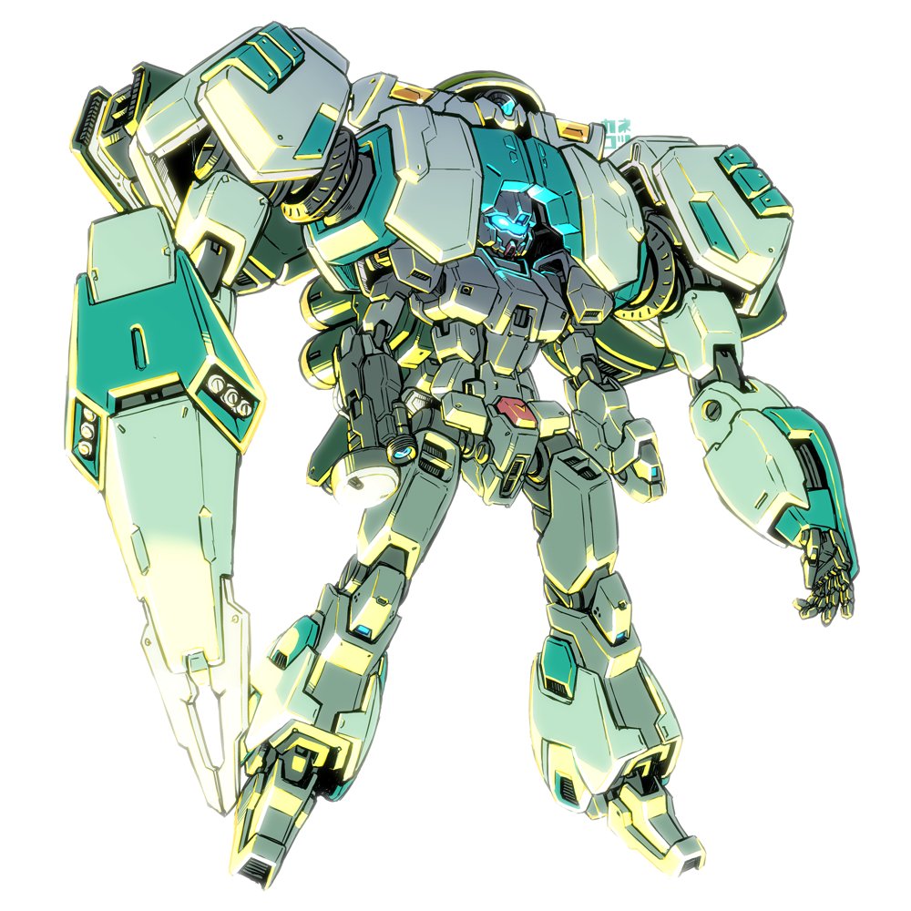 arm_cannon char's_counterattack extra_arms floating gundam jegan kaneko_tsukasa mecha mobile_suit open_hand redesign science_fiction shield solo weapon white_background