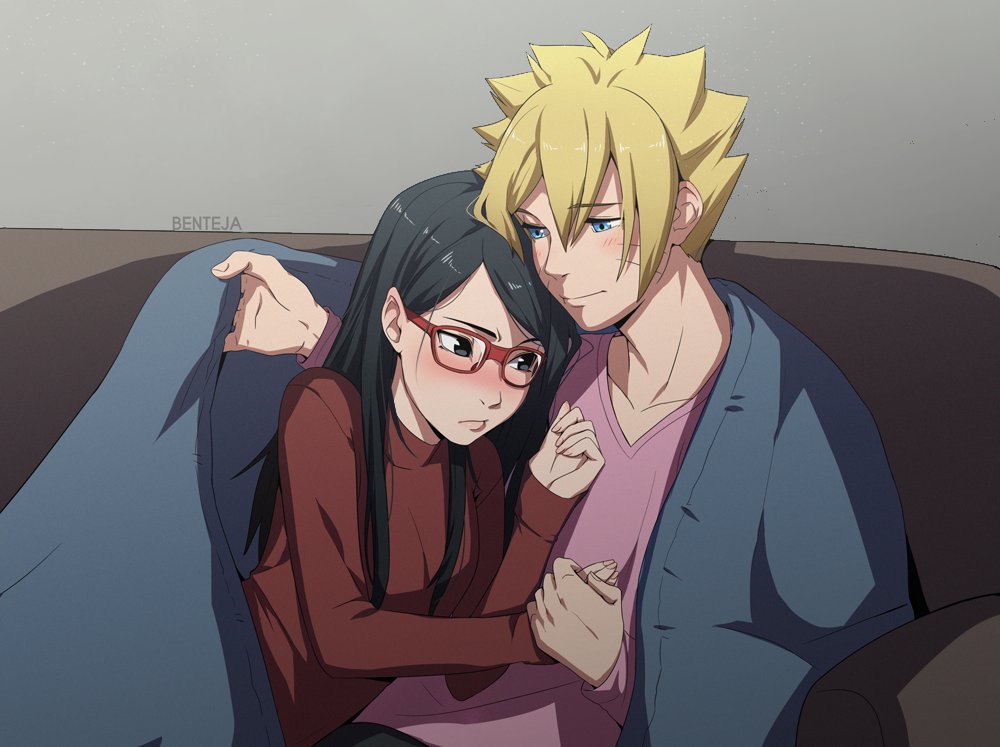 benteja black_eyes black_hair blonde_hair blue_eyes blue_hair boruto:_naruto_next_generations boruto:_naruto_the_movie glasses naruto naruto_(series) uchiha_sarada uzumaki_boruto whisker_markings whiskers