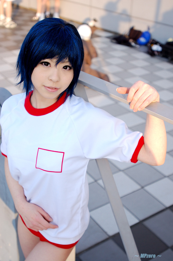 blue_hair cosplay gym_uniform katou_mari photo