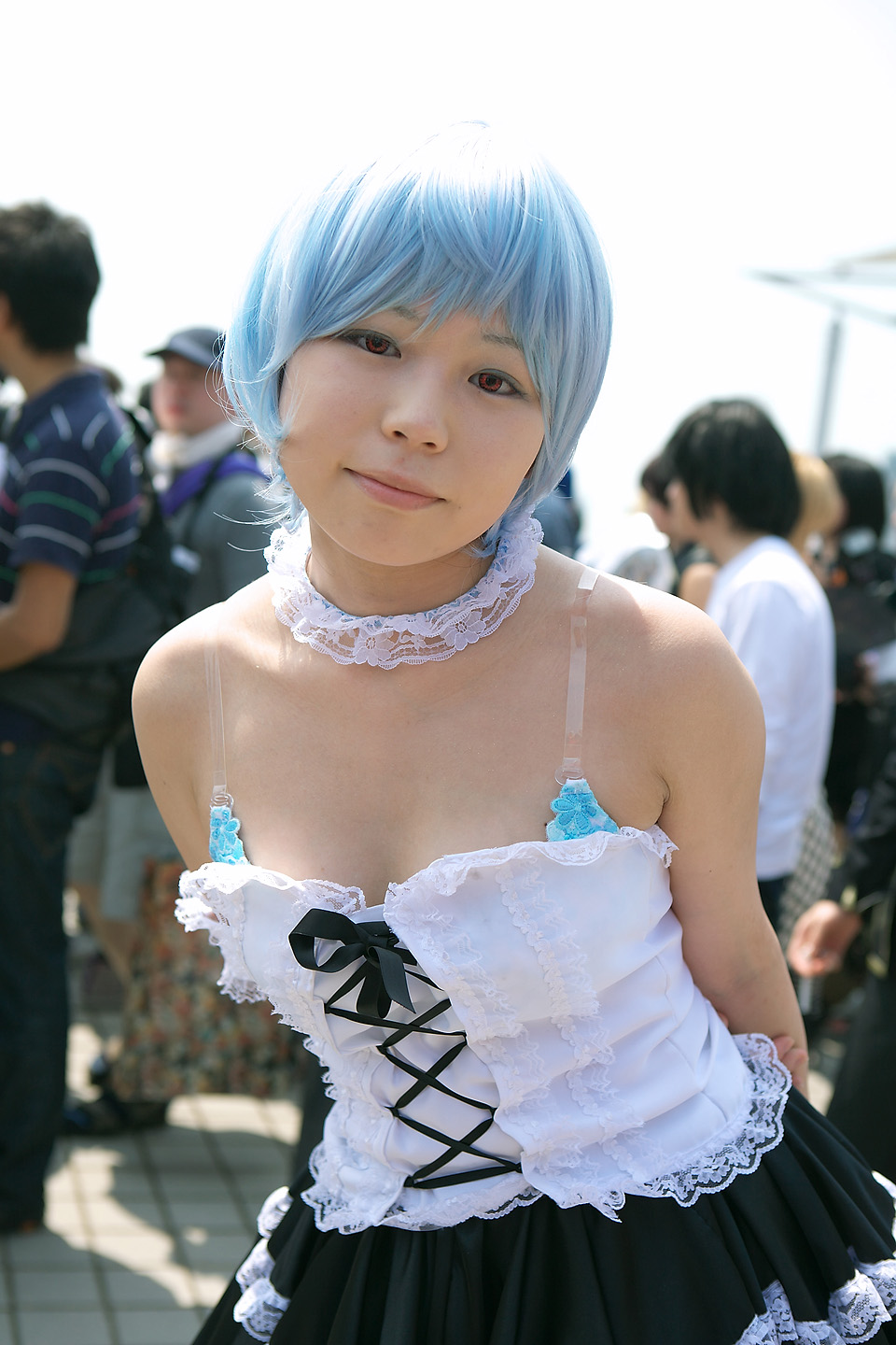 ayanami_rei blue_hair choker cosplay dress neon_genesis_evangelion tagme_model