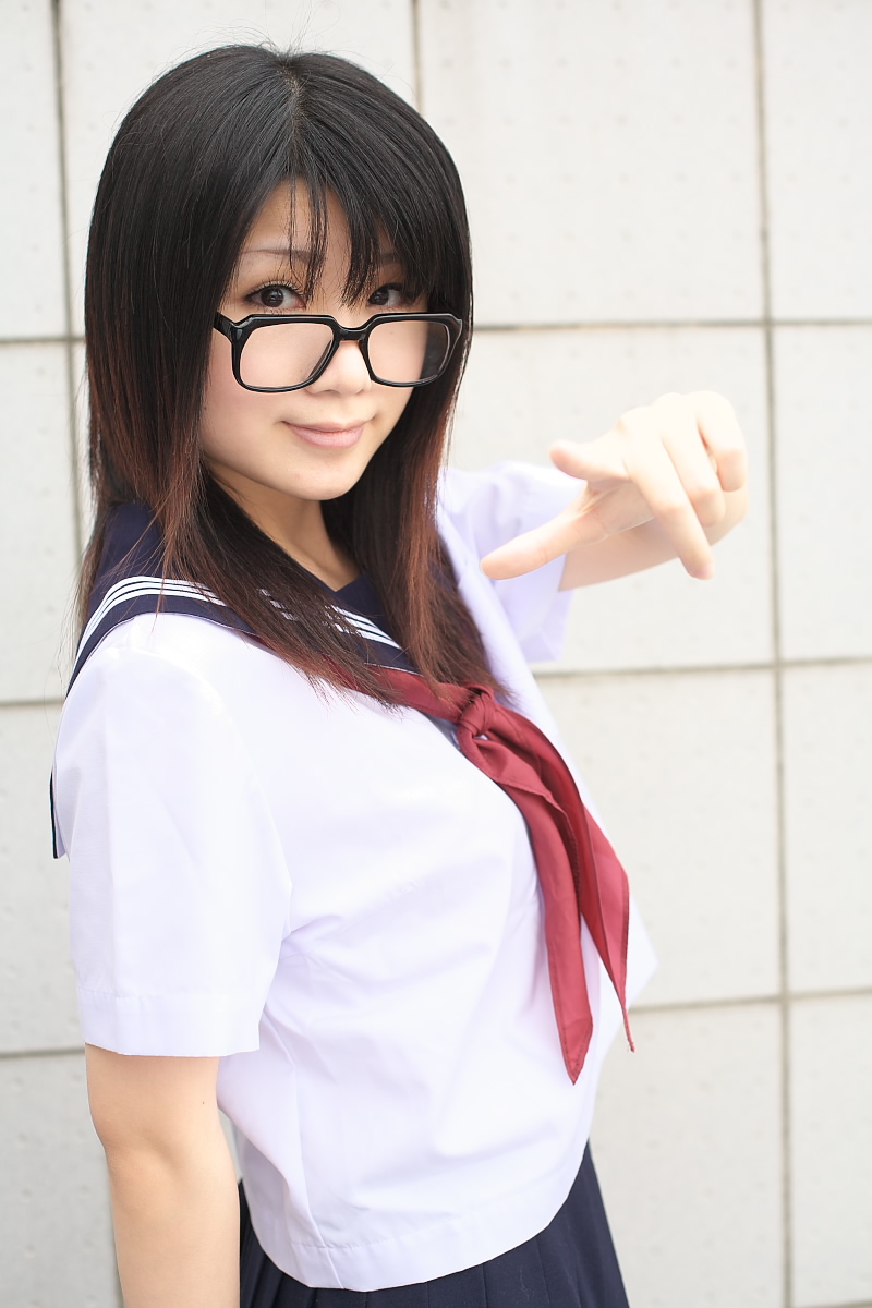 cosplay glasses momoneko_haru photo school_uniform tagme_character tagme_series