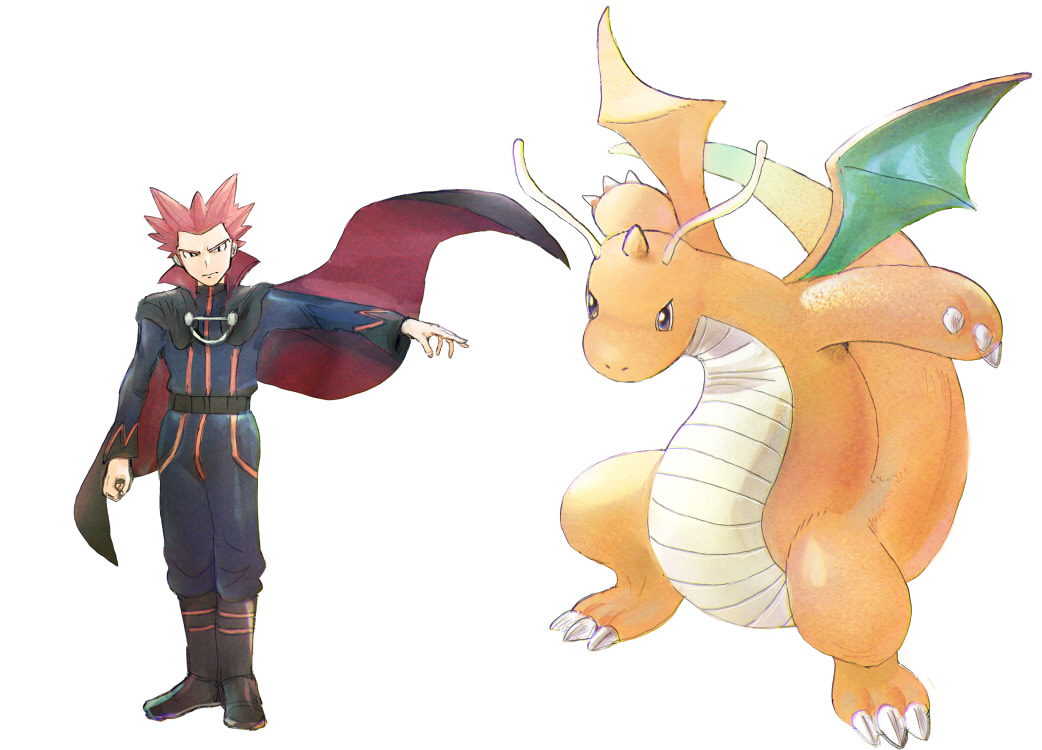 1boy boots byte_(grunty-hag1) cape clenched_hand closed_mouth commentary_request dragonite floating_cape gen_1_pokemon jacket lance_(pokemon) legs_together long_sleeves looking_at_viewer male_focus outstretched_arm pants pokemon pokemon_(creature) pokemon_(game) pokemon_hgss redhead simple_background spiky_hair standing white_background