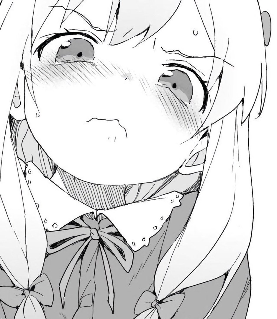 1girl angry blush bow bowtie eromanga_sensei eyebrows_visible_through_hair hair_bow kuromoto-kun_(rina_masimaro) long_hair looking_at_viewer simple_background solo white_background