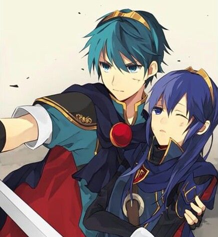 1boy 1girl blue_hair fire_emblem fire_emblem_awakening lucina lucina_(fire_emblem) marth marth_(fire_emblem)