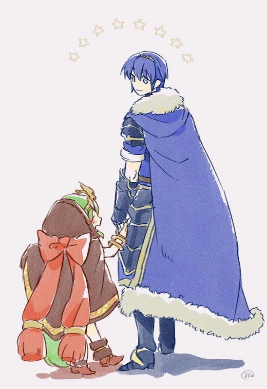 1boy 1girl blue_hair chiki_(fire_emblem) fire_emblem green_hair marth marth_(fire_emblem) tiki tiki_(fire_emblem)