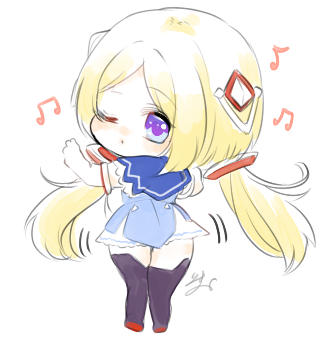 aki_rosenthal blonde_hair dancing isuka musical_note twintails