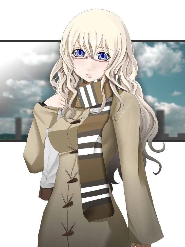 chemical-x coat glasses scarf silver_hair