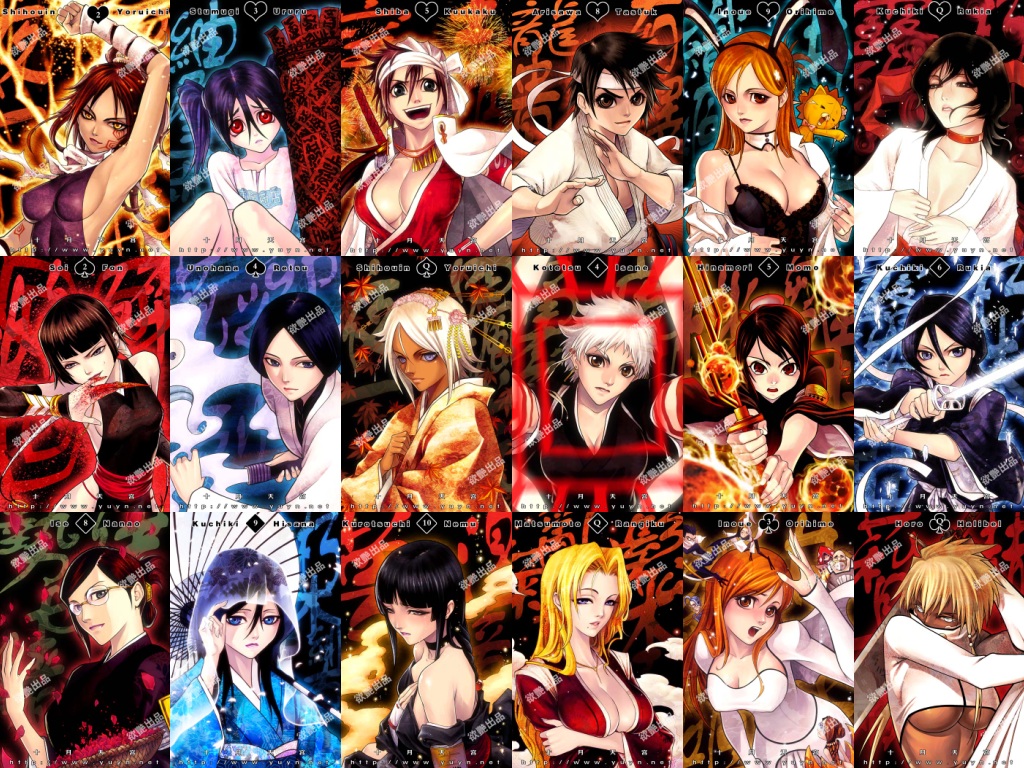 arisawa_tatsuki bleach everyone front_braid front_ponytail girl hair_between_eyes haori hinamori_momo inoue_orihime ise_nanao japanese_clothes kotetsu_isane kuchiki_hisana kuchiki_rukia kurotsuchi_nemu matsumoto_rangiku multiple_girls sayo_tanku shiba_kuukaku shihouin_yoruichi shikai soifon sui-feng taichou_haori tia_harribel tier_harribel tsumugiya_ururu unohana_retsu yuyn