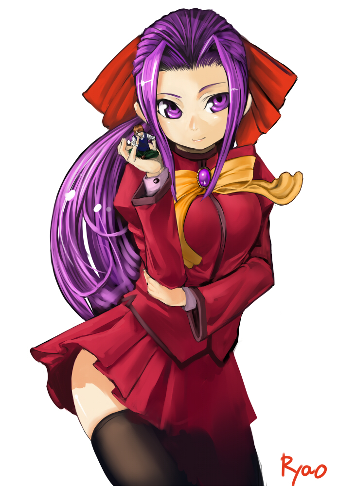 purple_hair ryao solo thigh-highs thighhighs violet_eyes