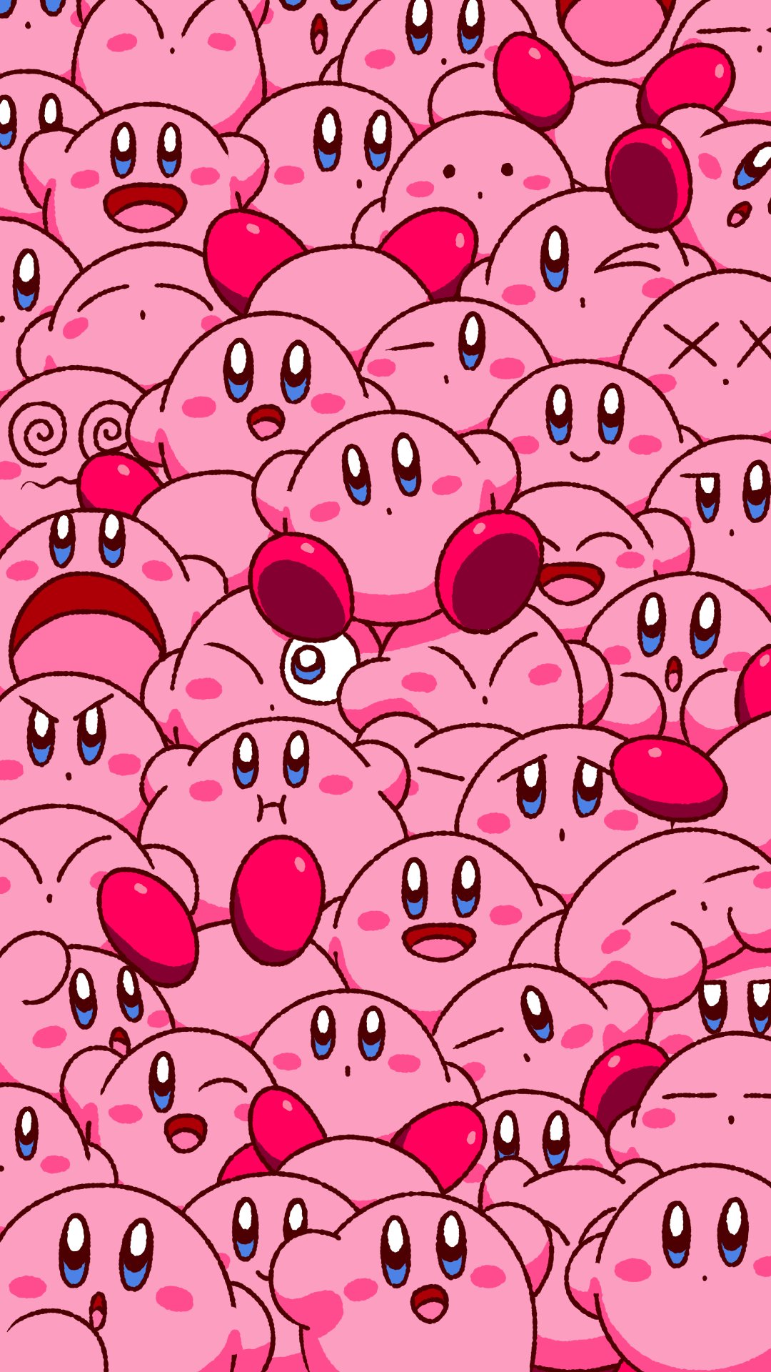 :i @_@ blue_eyes blush_stickers closed_eyes closed_mouth dot_mouth highres kirby kirby_(series) one_eye_closed open_mouth smile too_many x_x yutakunatu