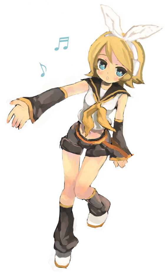 blonde_hair dadami detached_sleeves kagamine_rin musical_note solo tatamix vocaloid