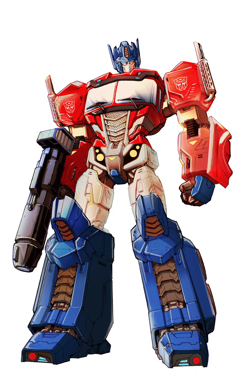 1boy andrew_griffith autobot blue_eyes clenched_hand gun highres holding holding_gun holding_weapon looking_down mecha no_humans optimus_prime science_fiction solo transformers weapon white_background