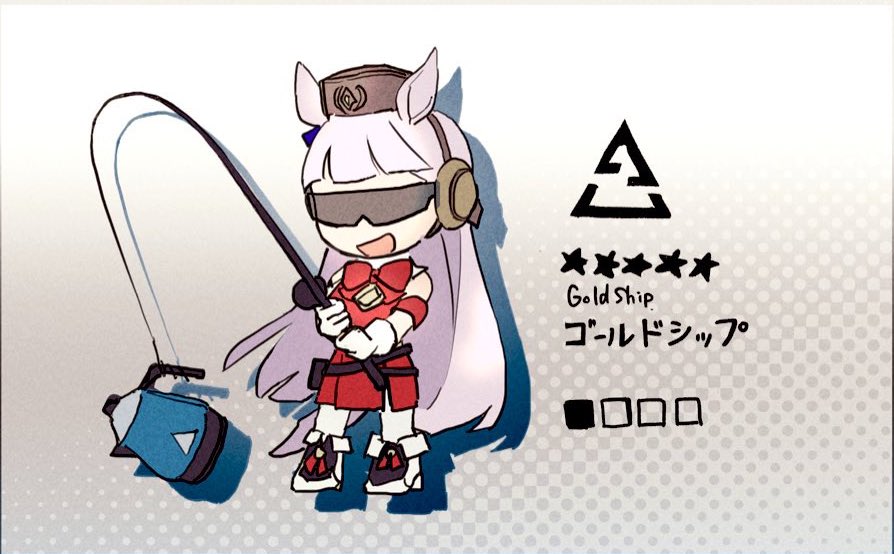 1girl :d animal_ears arknights bangs bare_shoulders blindfold boots brown_headwear character_name coffee_pot dress ear_covers facing_viewer fishing_line fishing_rod full_body gloves gold_ship_(umamusume) halftone halftone_background hat holding holding_fishing_rod horse_ears horse_girl horse_tail long_hair mini_hat open_mouth pantyhose purple_hair red_dress sleeveless sleeveless_dress smile solo standing sutoa tail umamusume very_long_hair white_footwear white_gloves white_legwear