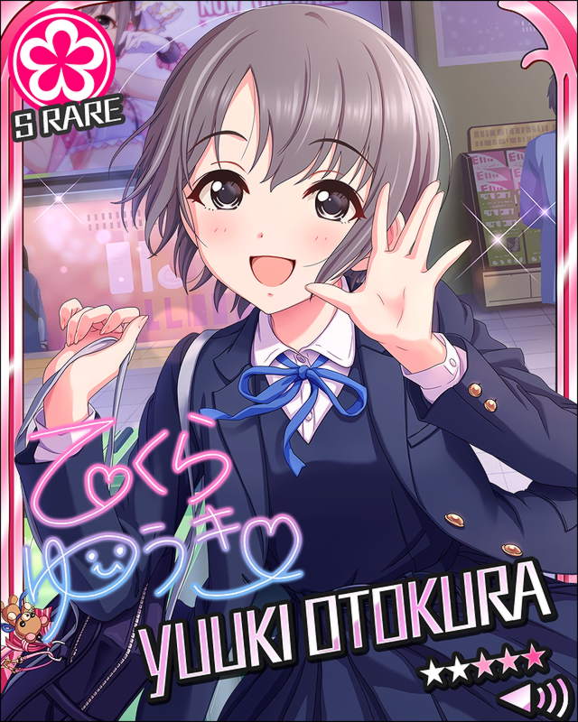 blush character_name dress grey_eyes grey_hair idolmaster idolmaster_cinderella_girls otokura_yuuki short_hair smile stars