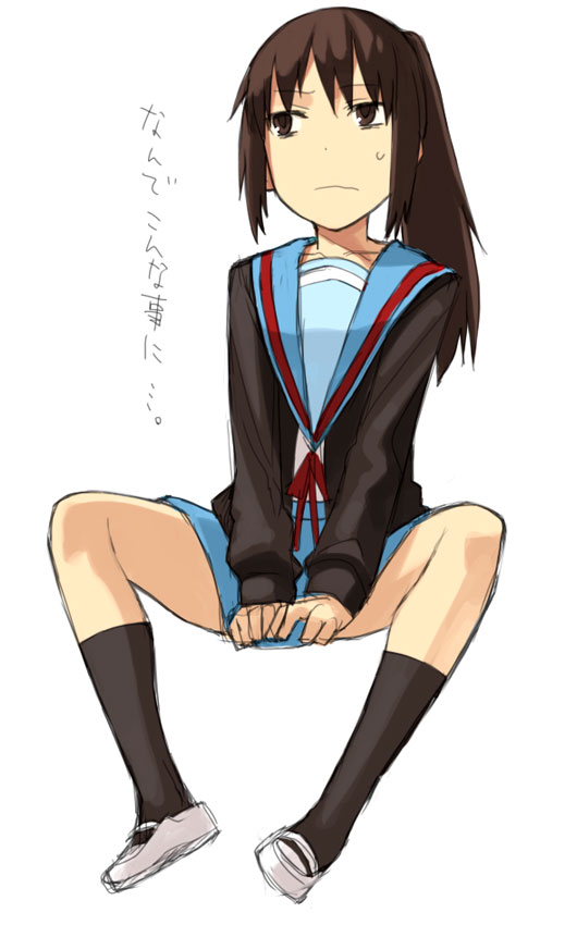 kyon kyonko school_uniform solo suzumiya_haruhi_no_yuuutsu yu_65026