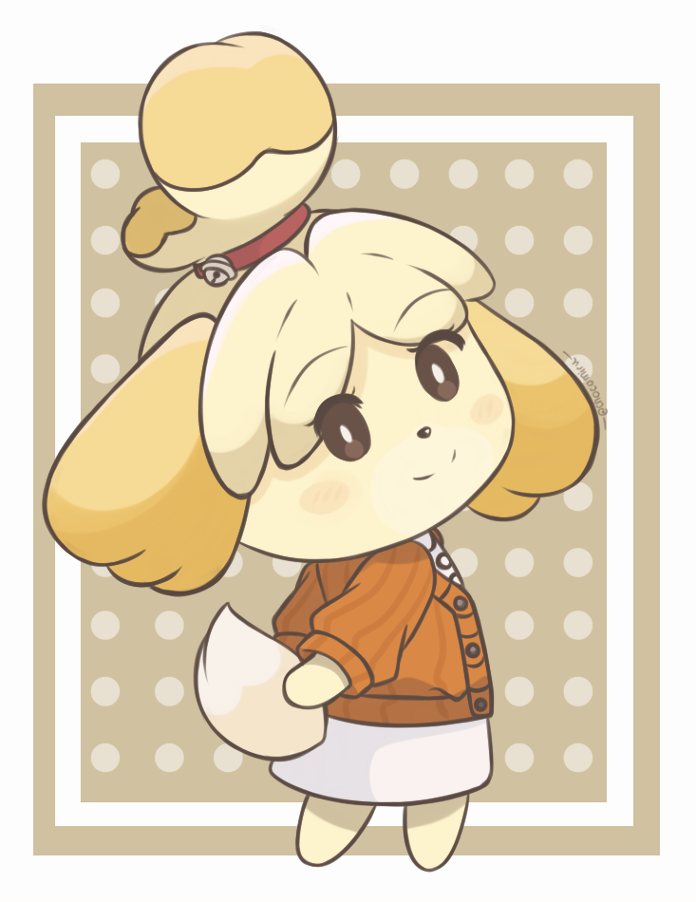 1girl animal_crossing animal_ears animal_nose blonde_hair body_fur chocomiru dog_ears furry furry_female isabelle_(animal_crossing) personification solo yellow_fur