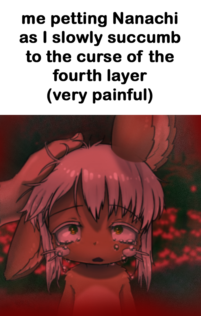 1other ambiguous_gender bune_poster commentary crying crying_with_eyes_open english_commentary english_text eyebrows_visible_through_hair furry green_eyes headpat horizontal_pupils looking_at_viewer made_in_abyss medium_hair meme nanachi_(made_in_abyss) pov shiny shiny_hair streaming_tears tears triangle_mouth upper_body whiskers white_hair