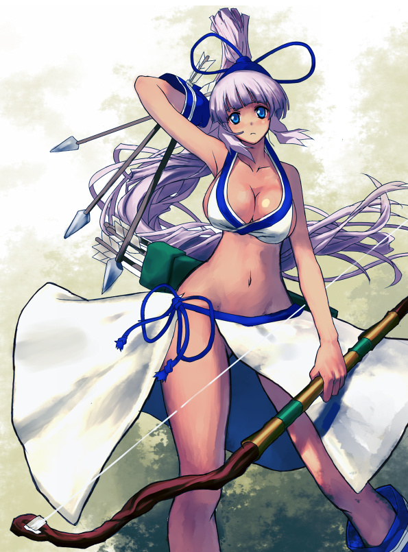 bow_(weapon) breasts cleavage inumaroboya inumaru_(sougen_no_marogoya) majikina_mina samurai_spirits weapon