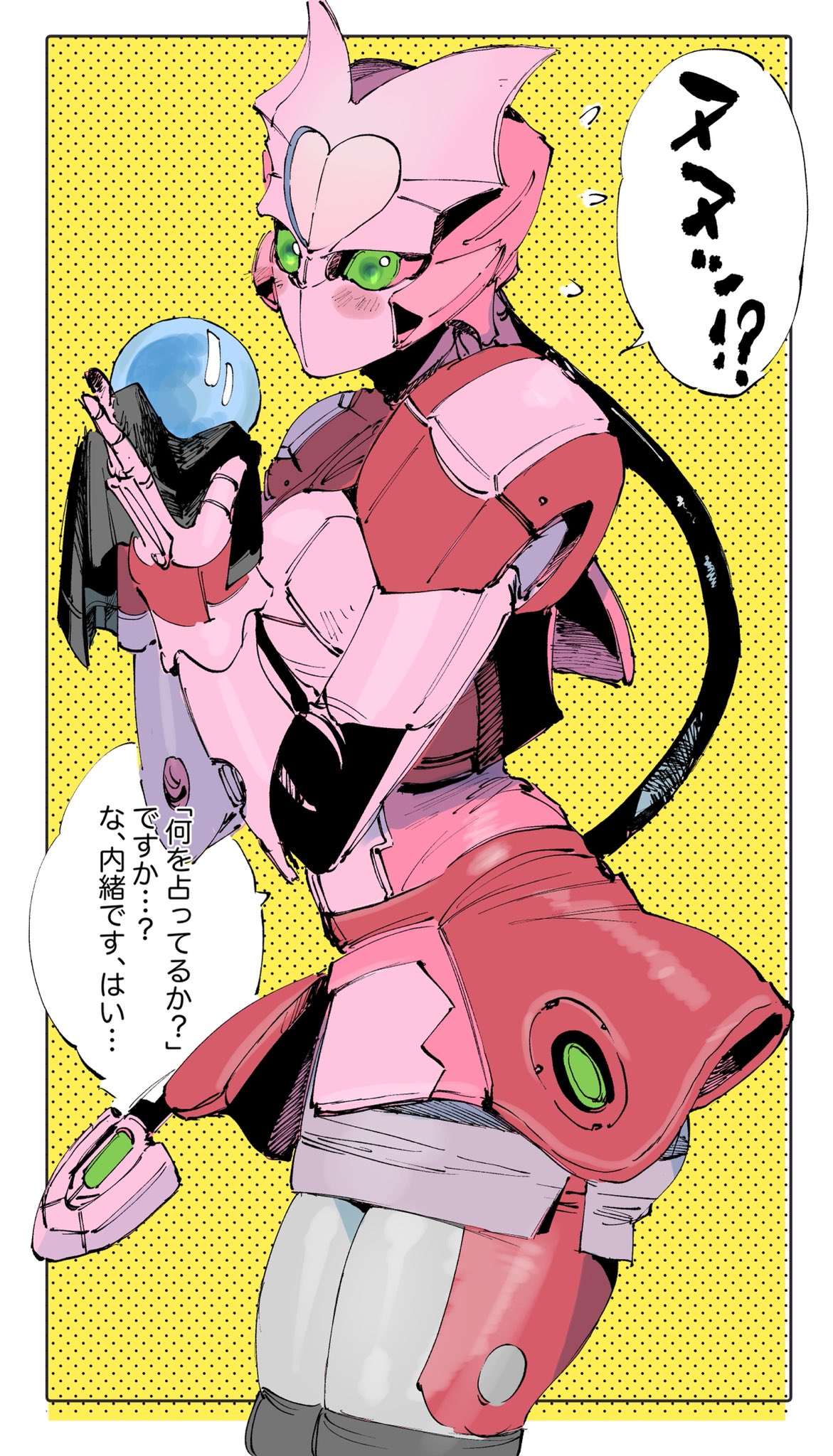 1girl blush breasts cable green_eyes highres holding_orb ichitaka_(1015ichitaka) kikai_sentai_zenkaiger looking_at_viewer magine medium_breasts purple_skirt robot science_fiction skirt solo super_sentai tokusatsu translation_request