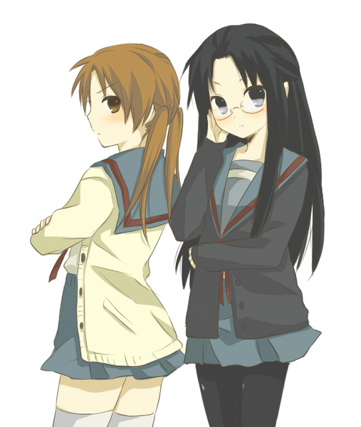 computer_club_president genderswap glasses long_hair pantyhose school_uniform student_council_president student_council_president_(female) suzumiya_haruhi_no_yuuutsu thigh-highs thighhighs twintails