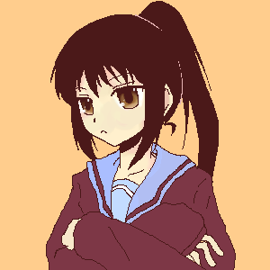 genderswap kyon kyonko lowres oekaki ponytail solo suzumiya_haruhi_no_yuuutsu