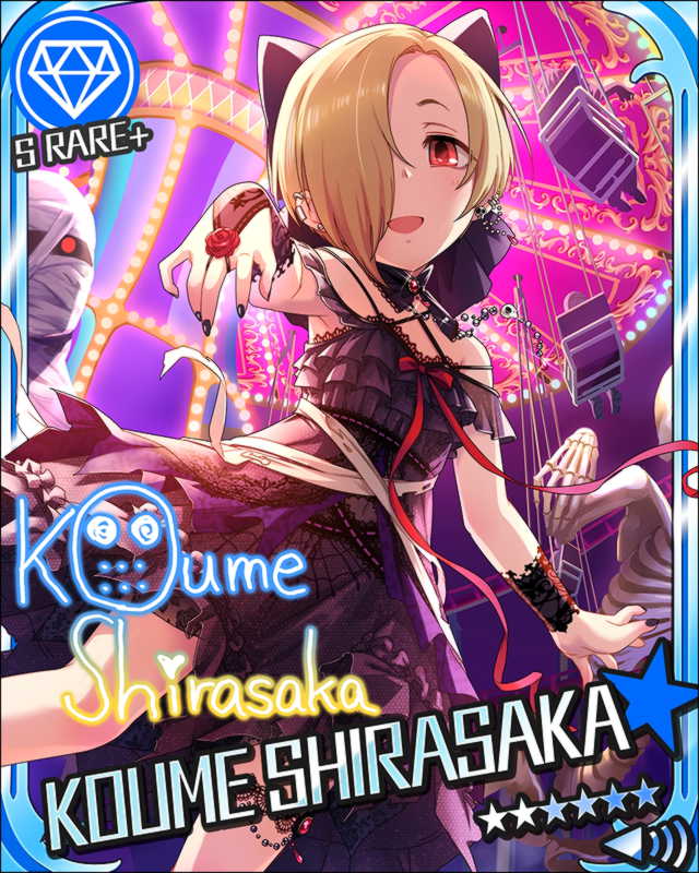 blonde_hair brown_eyes character_name idolmaster idolmaster_cinderella_girls jacket shirasaka_koume short_hair stars