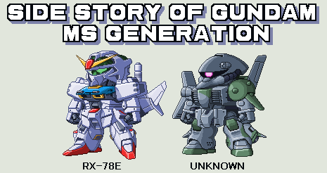 character_name chibi clenched_hands copyright_name glowing glowing_eye green_eyes gundam gundam_gt-four gundam_ms_generation jadt lowres mecha mobile_suit one-eyed pink_eyes pixel_art science_fiction v-fin zaku_speed zeon