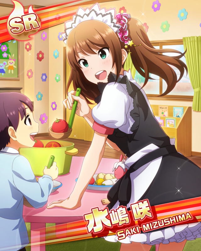 brown_hair character_name green_eyes idolmaster idolmaster_side-m long_hair mizushima_saki smile trap twintails