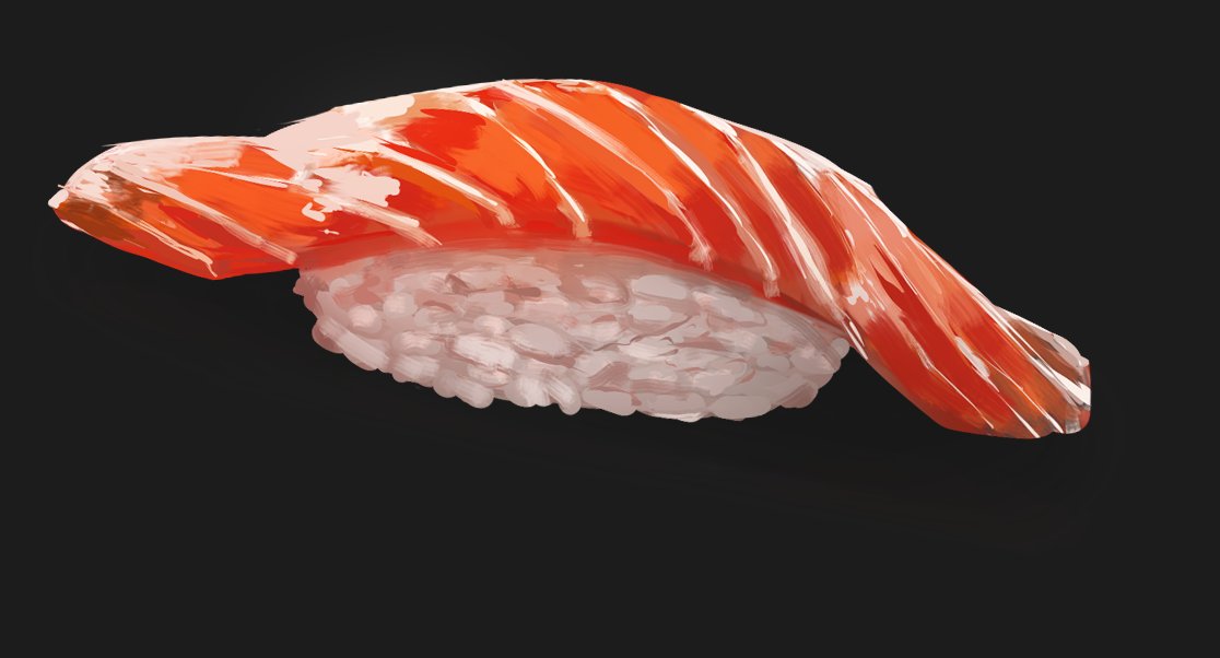 black_background food food_focus nagishiro_mito no_humans original rice salmon simple_background sushi