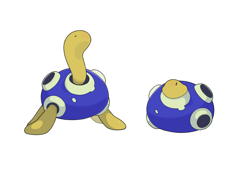 alternate_color black_eyes commentary_request gen_2_pokemon multiple_views no_mouth pokemon pokemon_(creature) shell shiny_pokemon shuckle shuu_(ssyuu721) simple_background white_background