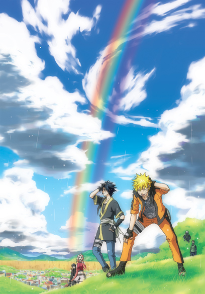 clouds fingerless_gloves firstsky_(artist) gloves grass haruno_sakura hatake_kakashi naruto rainbow sai sky team7 uchiha_sasuke uzumaki_naruto yamato_(naruto)