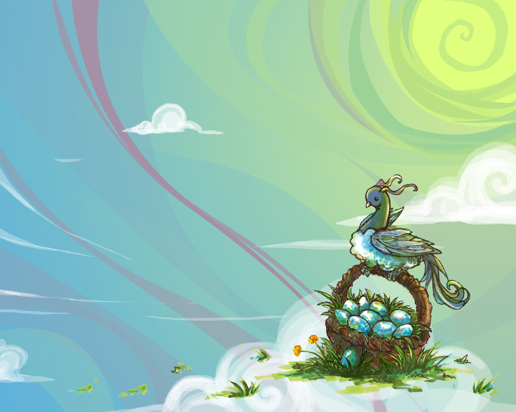 altaria cloud clouds egg flower grass nest nintendo no_humans pokemon pokemon_(creature) serain sky solo sun wallpaper