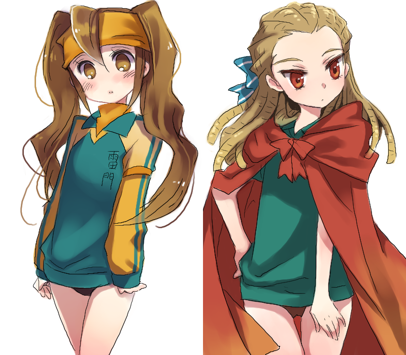 endou_mamoru genderswap inazuma_eleven kidou_yuuto long_hair