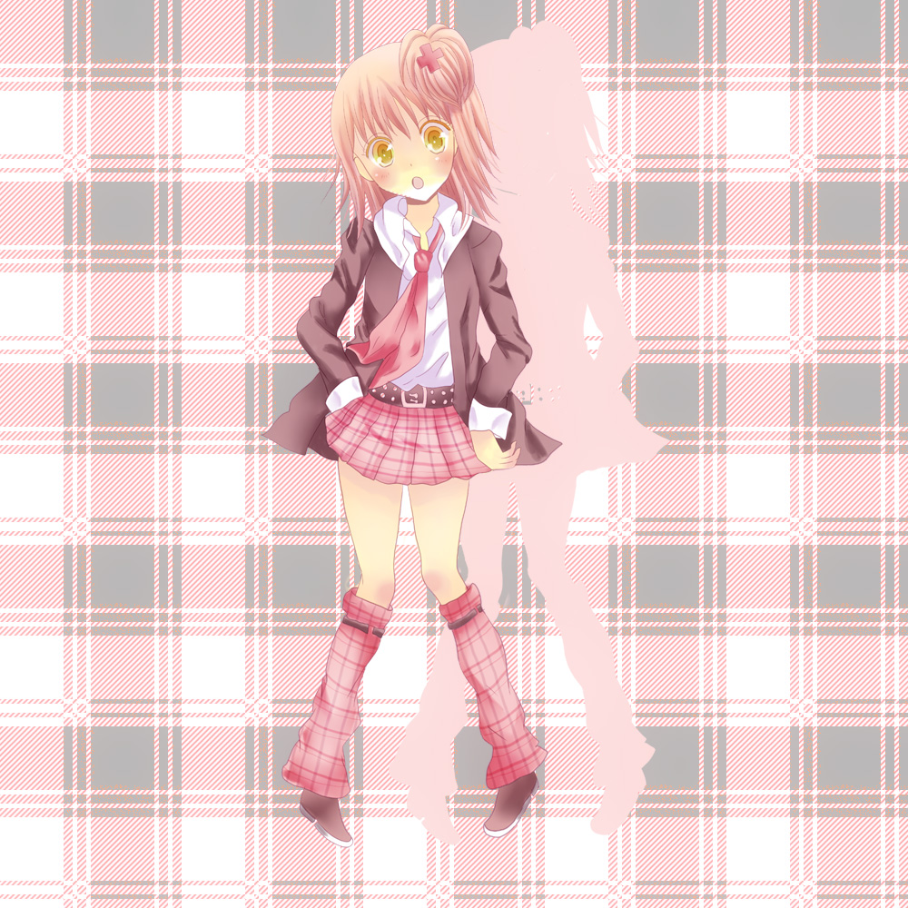 hinamori_amu leg_warmers megu_(littlestar) plaid plaid_skirt school_uniform shugo_chara! skirt tartan yellow_eyes